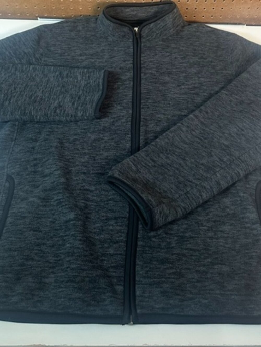 Chaps Fleece XXL Gray Zip Up Jacket Mock Neck With Pockets
